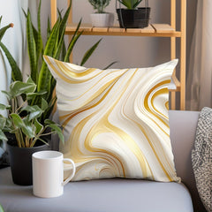 Golden Marble Flannel Pillowcase for Sofas Beds Office Chairs