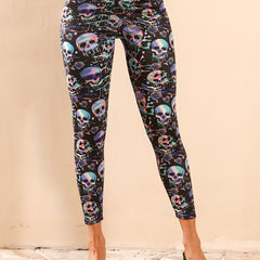 Skull Print Yoga Pants Stretchy Leggings Women's Activewear