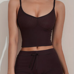 Ribbed Pajama Set V Neck Cami Top & Shorts Sleepwear