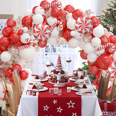 118pcs Red & Confetti Latex Balloon Set for Christmas Candy Themed Birthday