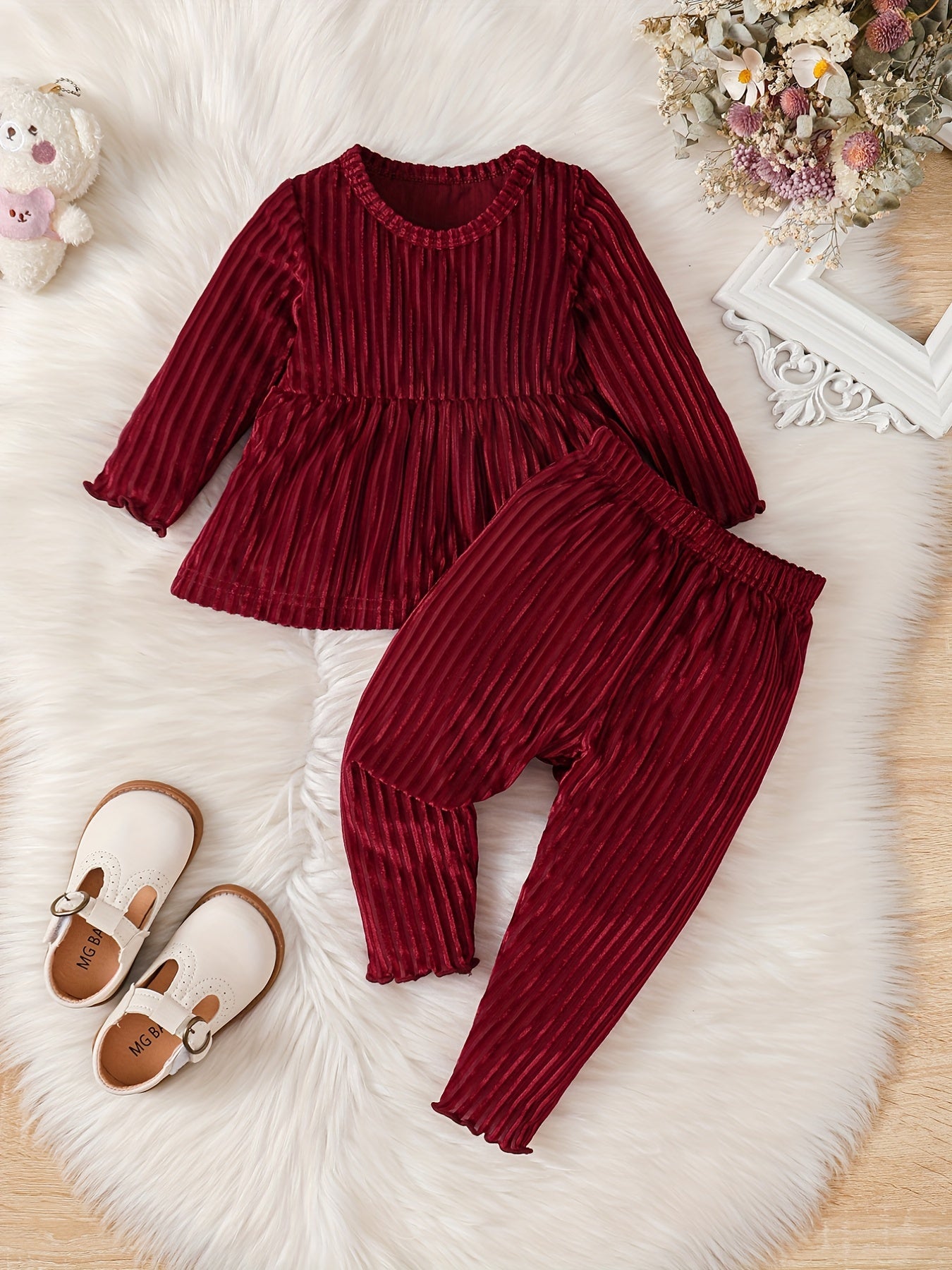 Baby Girls Peplum Top & Legging Pants Set