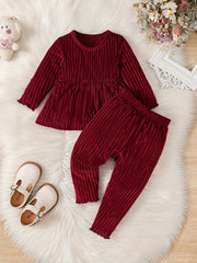 Baby Girls Peplum Top & Legging Pants Set