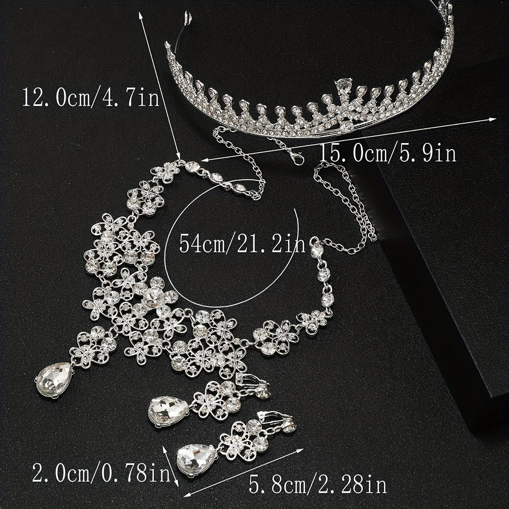 Rhinestone Headband Earrings Set Queen's Style Bridal Hair Accessories