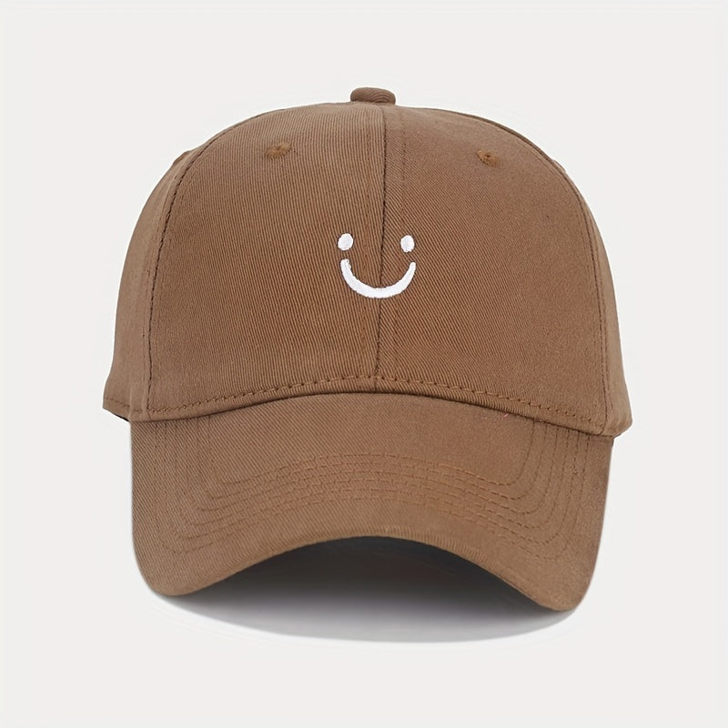 Unisex Sunshade Breathable Adjustable Baseball Cap with Smile Embroidery