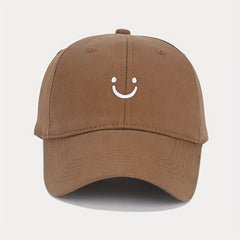 Unisex Sunshade Breathable Adjustable Baseball Cap with Smile Embroidery
