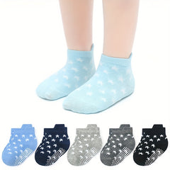 6 Pairs Star Knit Ankle Socks Soft Breathable Cotton Socks for Kids
