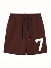 Men's Stretchy Athletic Print Shorts with Drawstring Waist