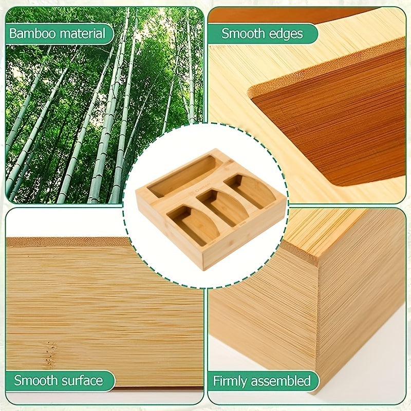 Bamboo Kitchen Food Storage Bag Organizer Holders And Dispenser