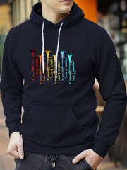 Men's Saxophone Print Hoodie Casual Breathable Hooded Sweatshirt