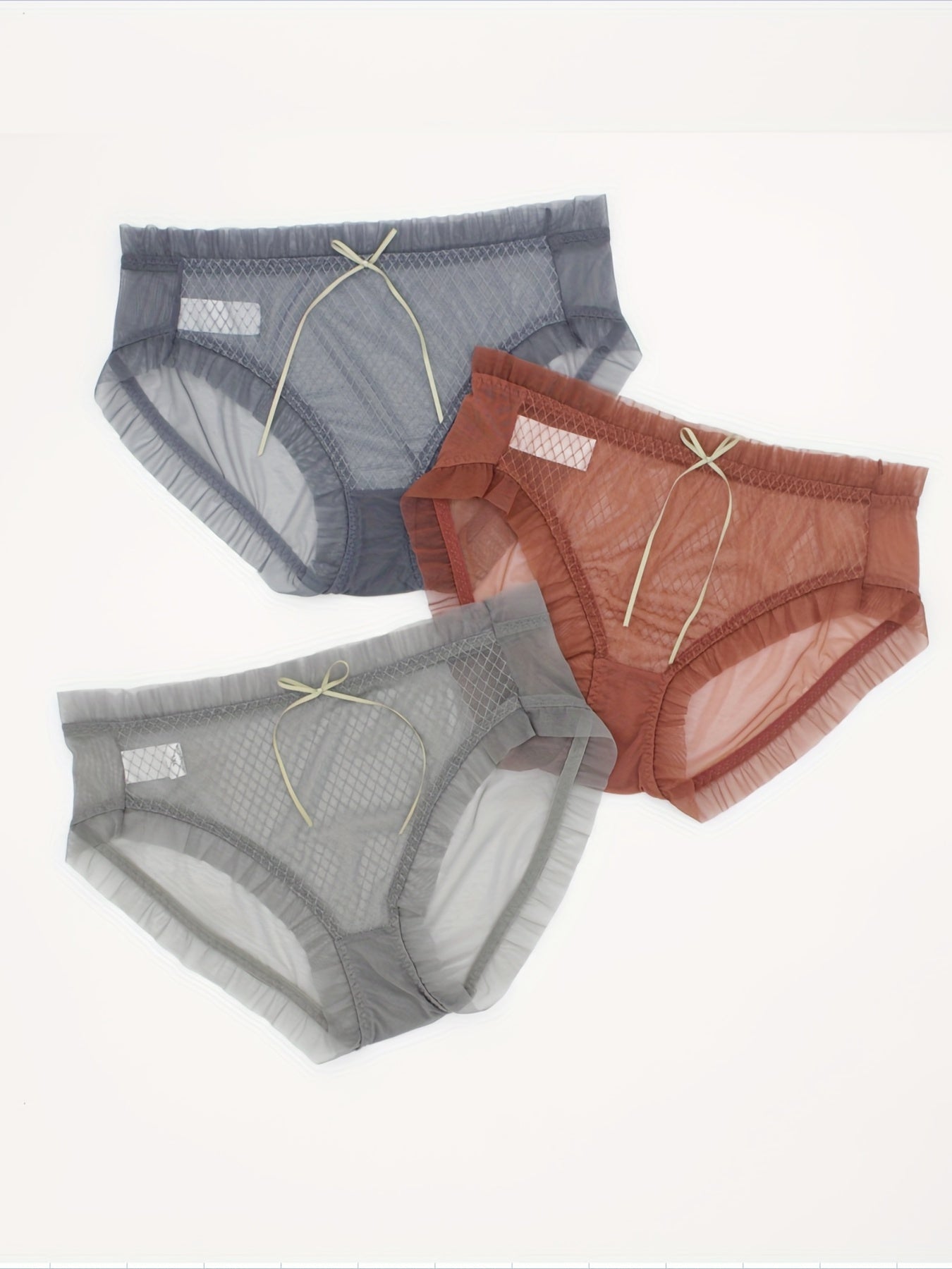 3 Pack Plus Size Panties Set Women's Plus Contrast Lace Underwear