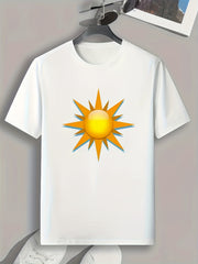 Sun Pattern Print Men's Sports T-shirt Graphic Tee For Fitness Activities