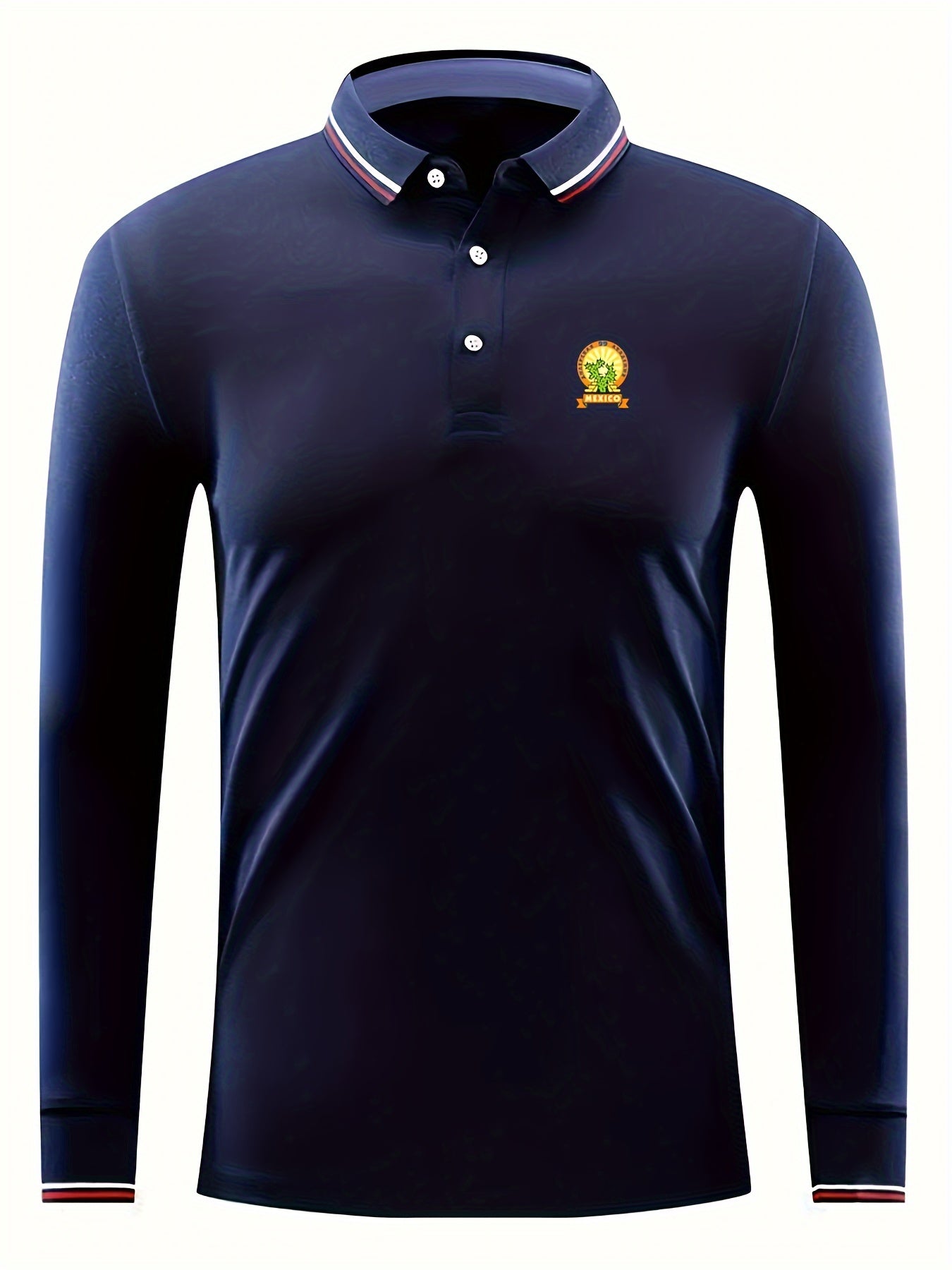 MEXICO Pattern Men's Casual Long Sleeve Shirt Golf Tennis Equestrian