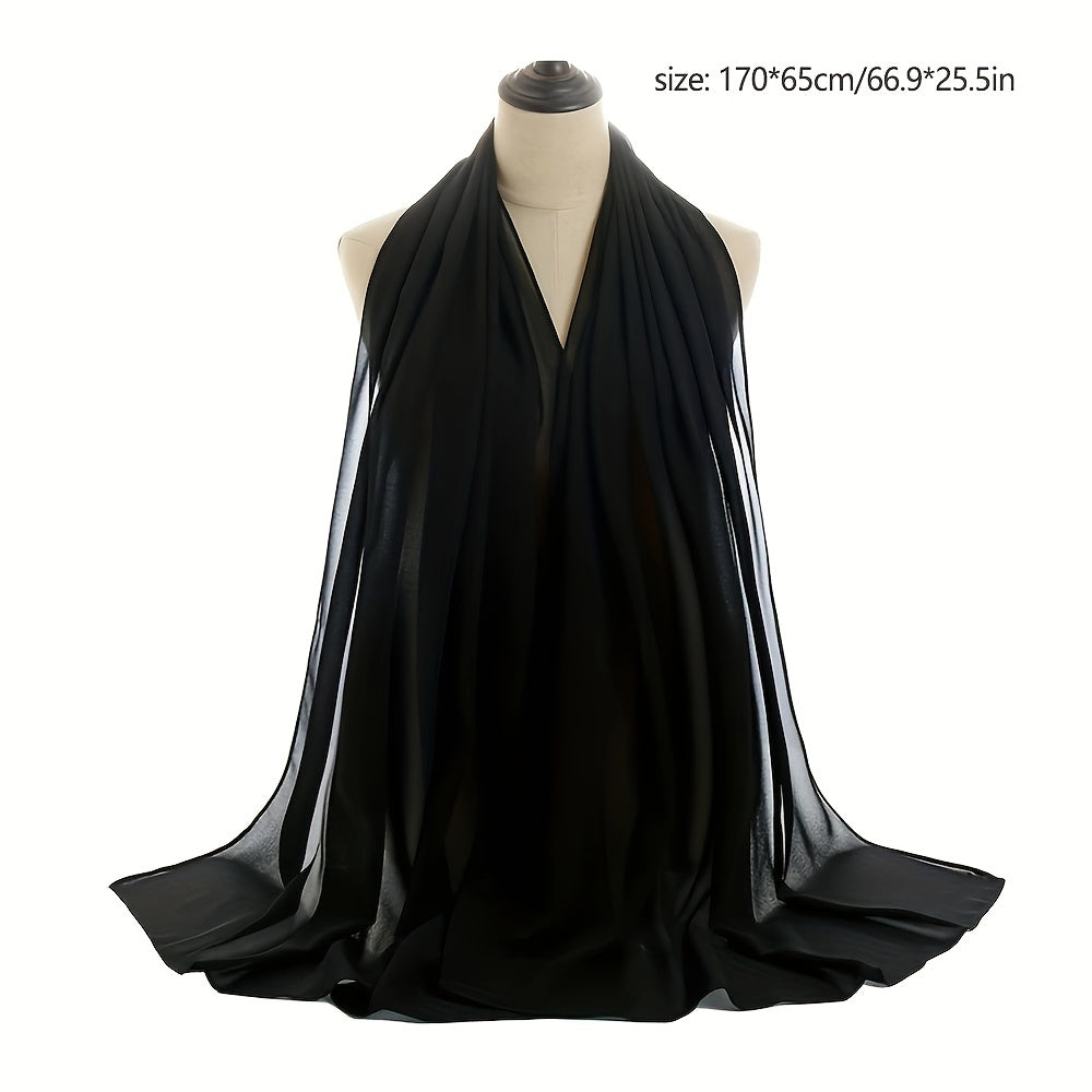 Solid Hijab Breathable Full Cover Shawl Turban Gauze Scarf