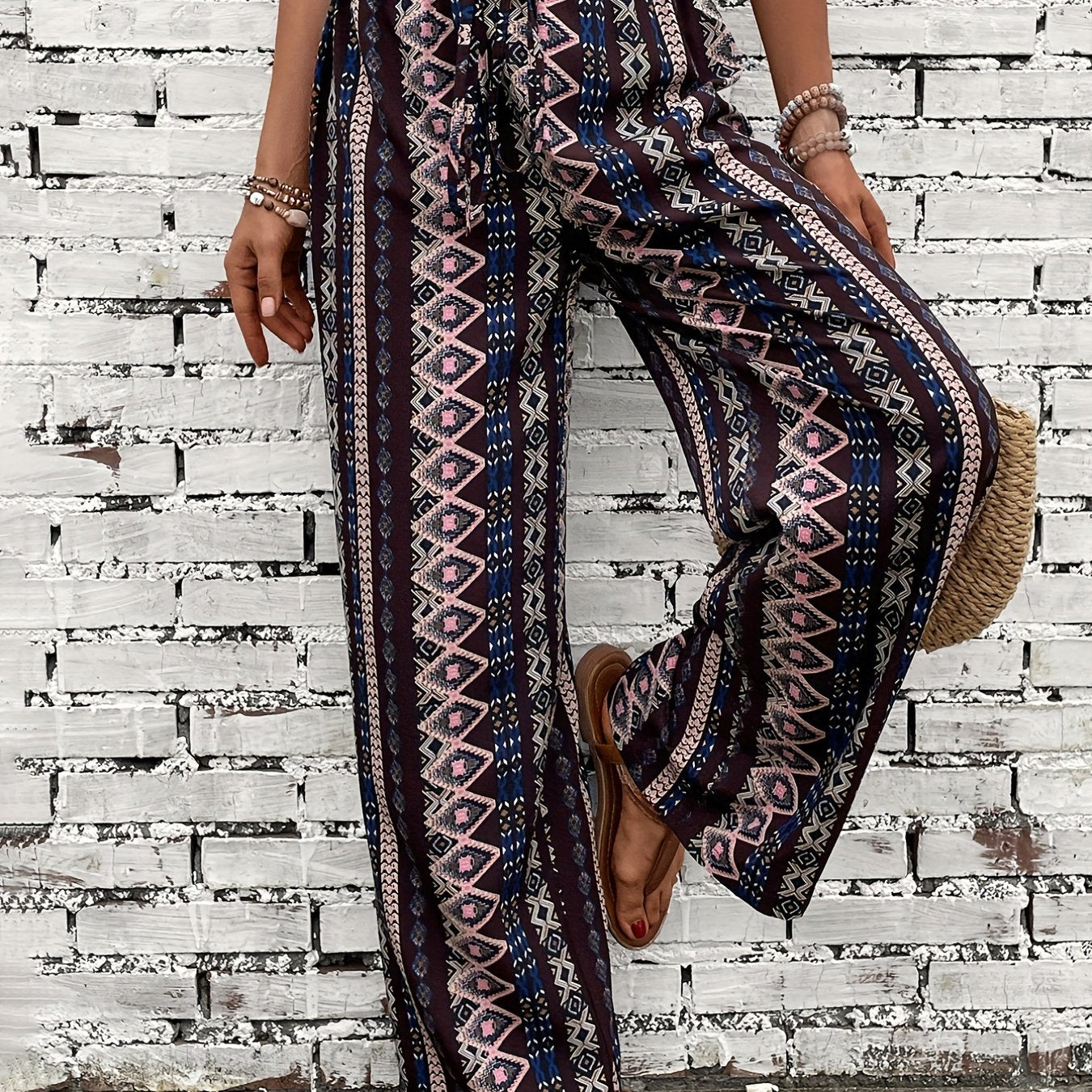 Wide Leg Pants Casual Paper Bag Waist Pants For Spring & Summer Women's Clothing