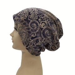 Paisley Print Elastic Beanie Cap Vintage Skull Hat Lightweight Neck Gaiter