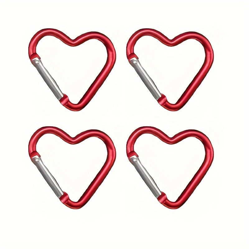4pcs Heart-shaped Aluminum Alloy Carabiners for Outdoor Climbing Backpack