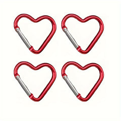 4pcs Heart-shaped Aluminum Alloy Carabiners for Outdoor Climbing Backpack