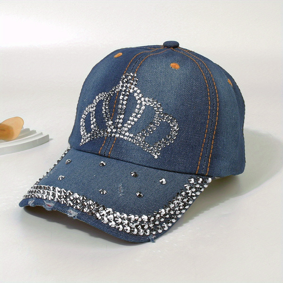 Rhinestone Baseball Cap Distressed Sports Hat Adjustable Lightweight Dad Hats
