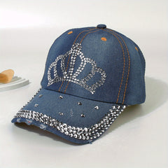 Rhinestone Baseball Cap Distressed Sports Hat Adjustable Lightweight Dad Hats