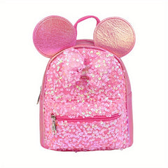Kids Mouse Ear Sequin Butterfly Knot Backpack For Girls Boys
