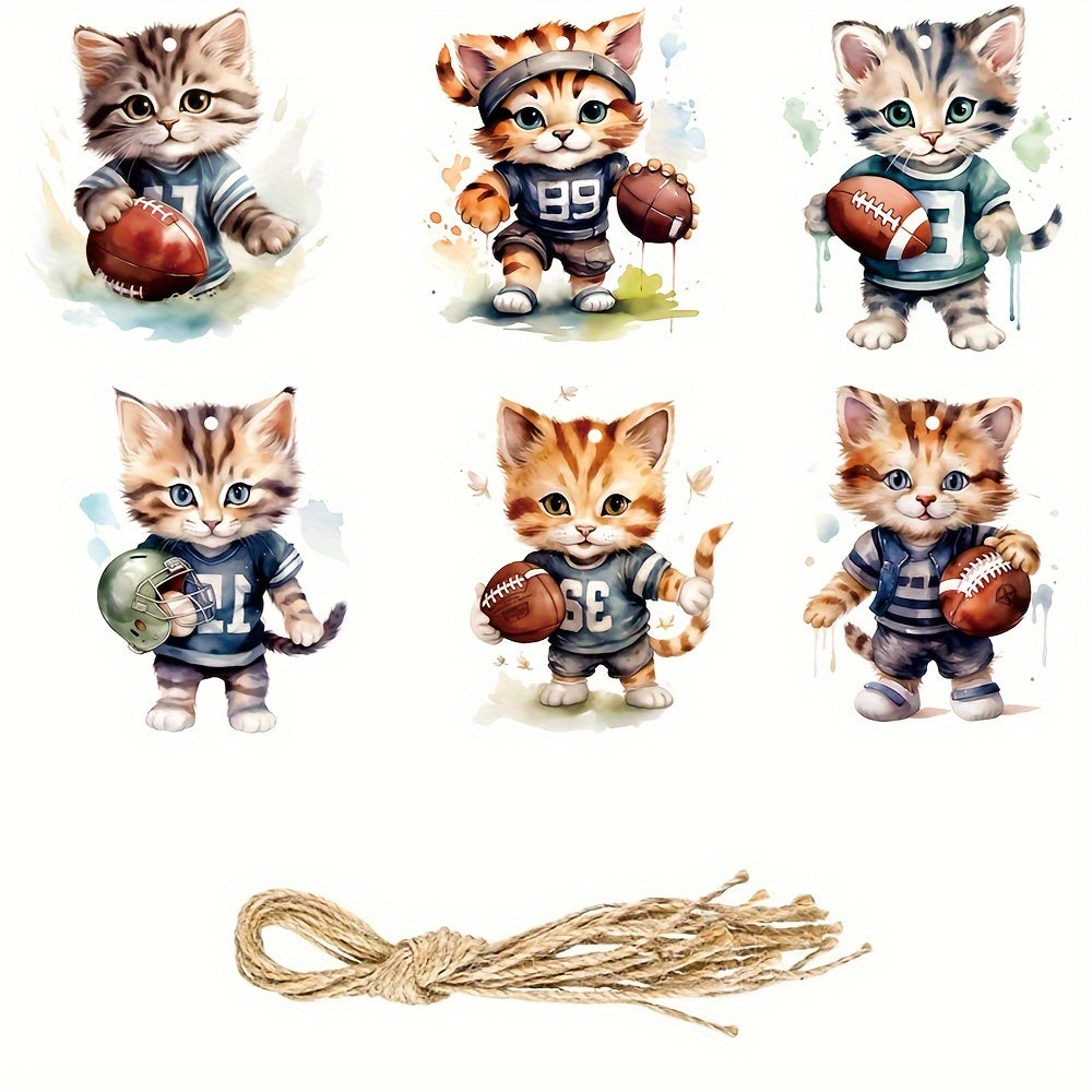 6pcs Cat Football Ornaments Football Coach Gift Helmet Hanging Ornament