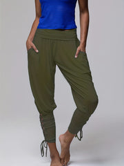 Ruched High Waist Drawstring Pants Casual