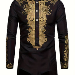 Men's African Traditional Long Sleeve Print Dashiki