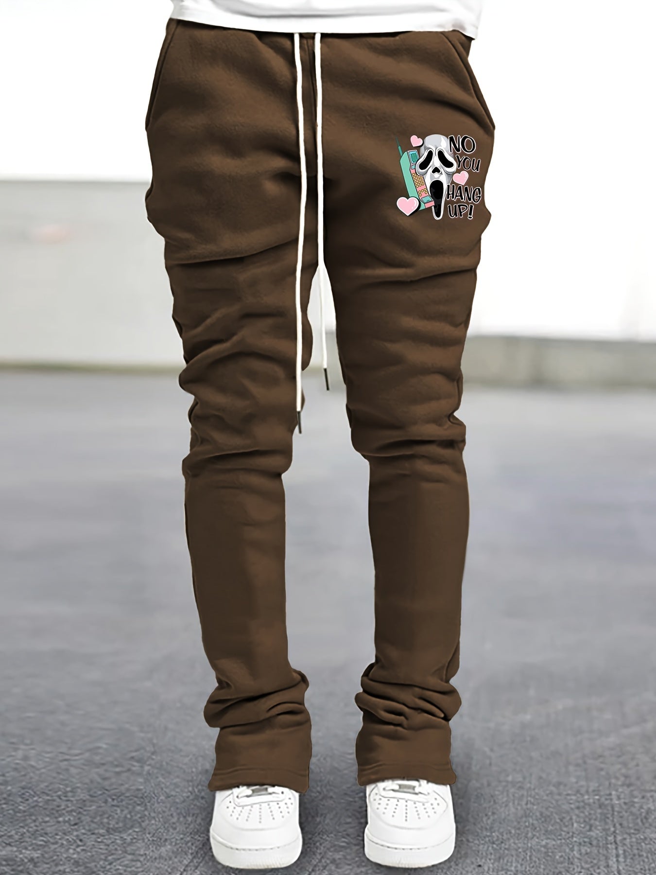 Skull In Love Print Flared Trousers Men s Casual Stretch Joggers