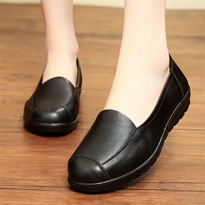 Women's Solid Loafers Casual Slip On Soft Sole Work Shoes