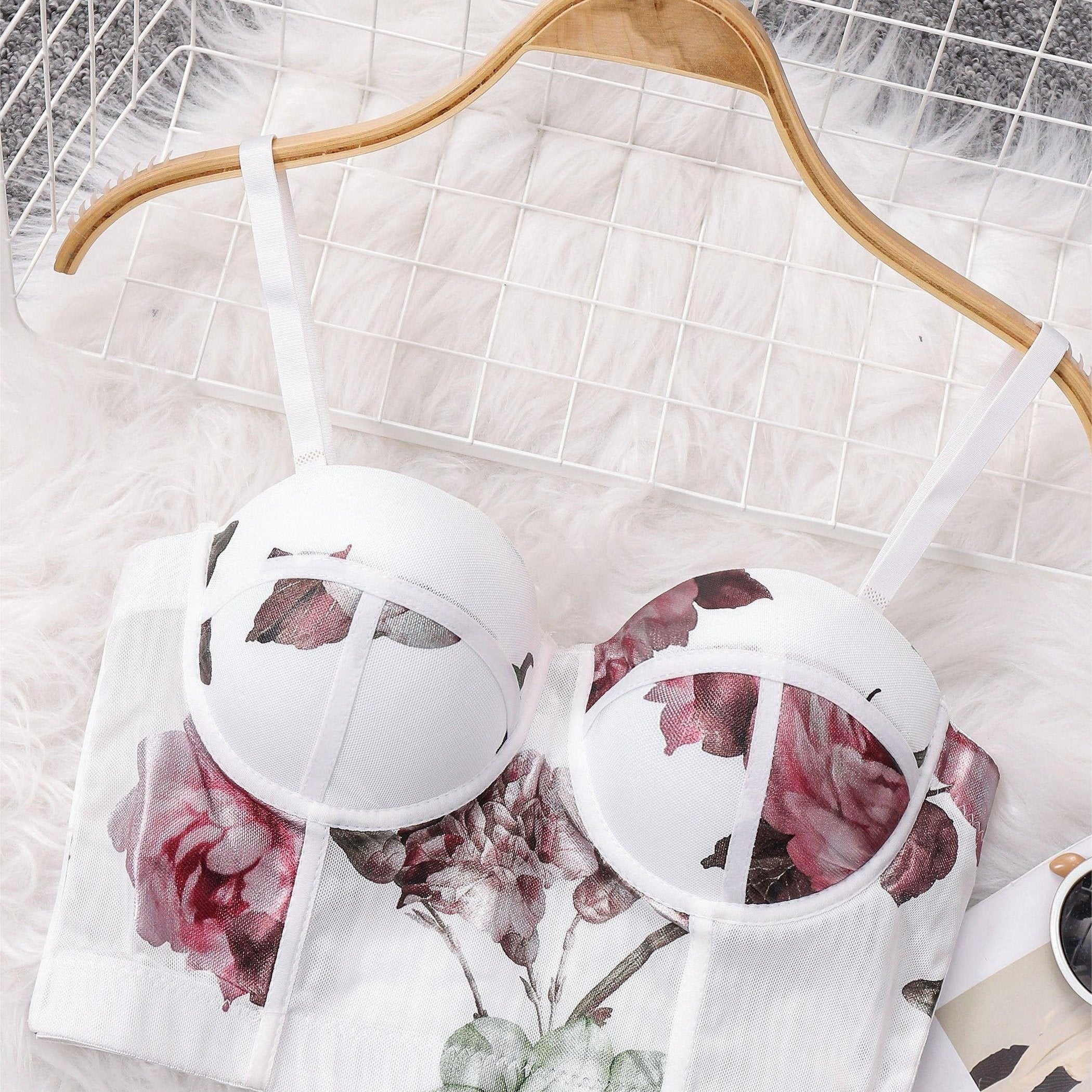 Floral Print Cami Corset Bustier Push Up Tummy Control Slimmer Body Shaper