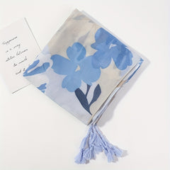 Flower Print Tassel Scarf Voile Shawl Windproof Warm Head Wrap