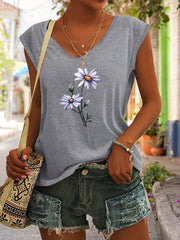 Floral Print Tank Top Sleeveless Casual Top for Summer & Spring