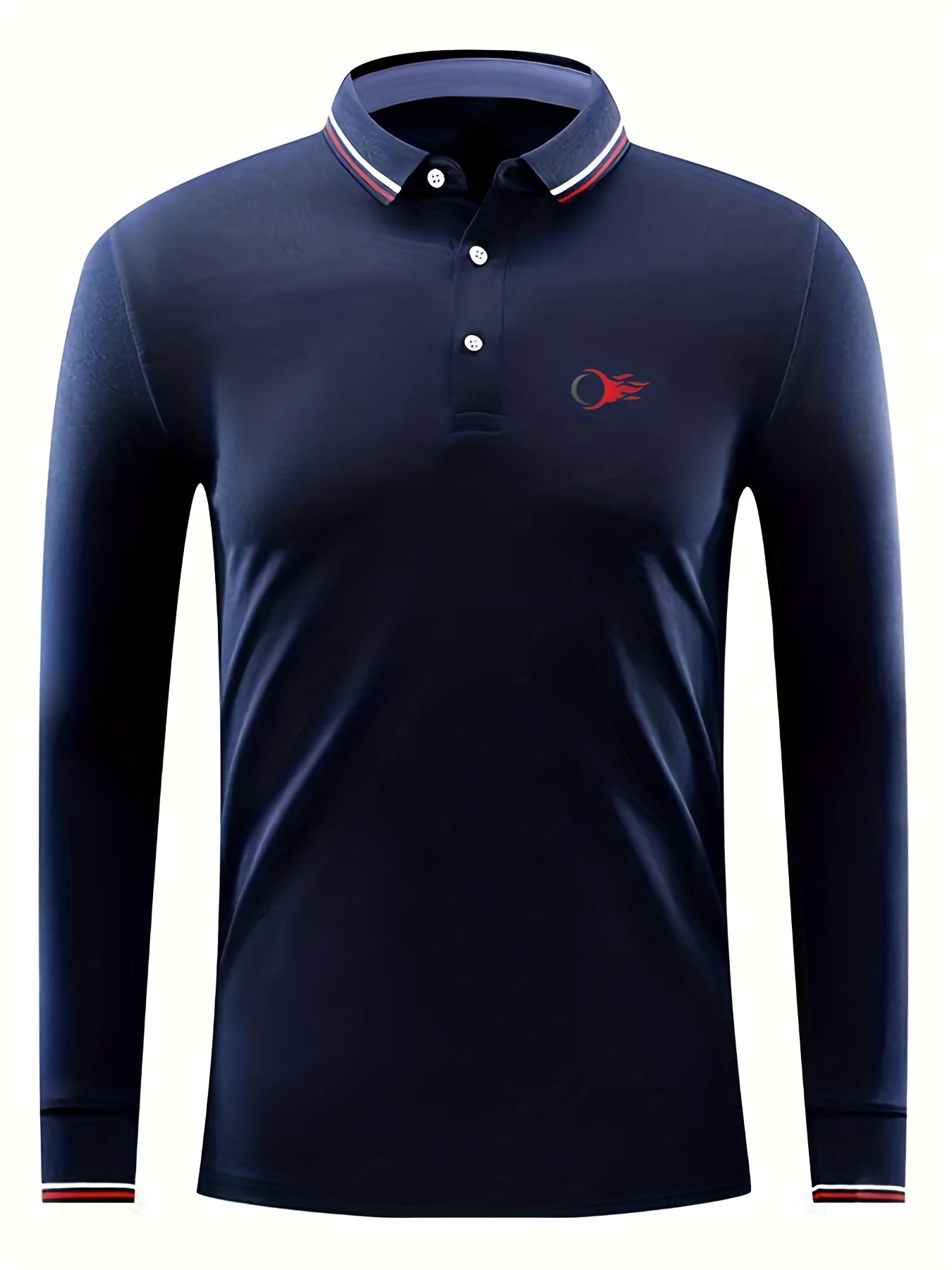 Men's Abstract Print Long Sleeve Polo Shirt Casual for Spring Fall