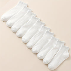 20 Pairs Solid Sports Socks - Women's Comfy & Breathable Stockings