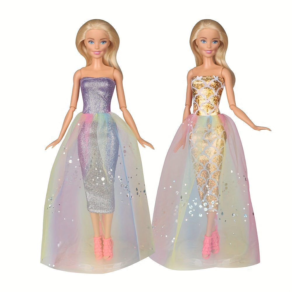 2 Sets Doll Clothes: Party & Daily Dresses for 29-21 cm Dolls