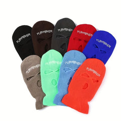 Warm Knitted Cycling Hat Three Hole Design