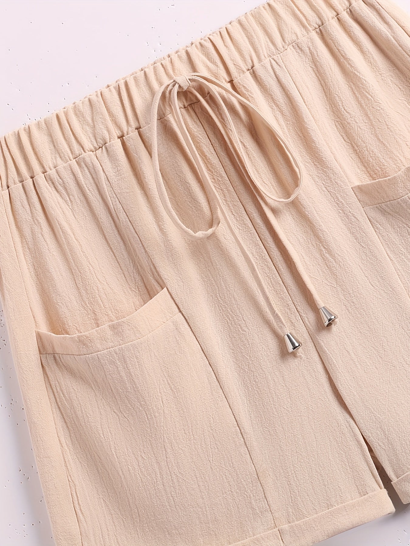 Solid Dual Pockets Drawstring Shorts for Women