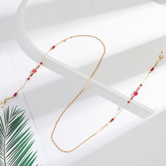 Golden Beaded Sunglass Lanyard Necklace For Glasses