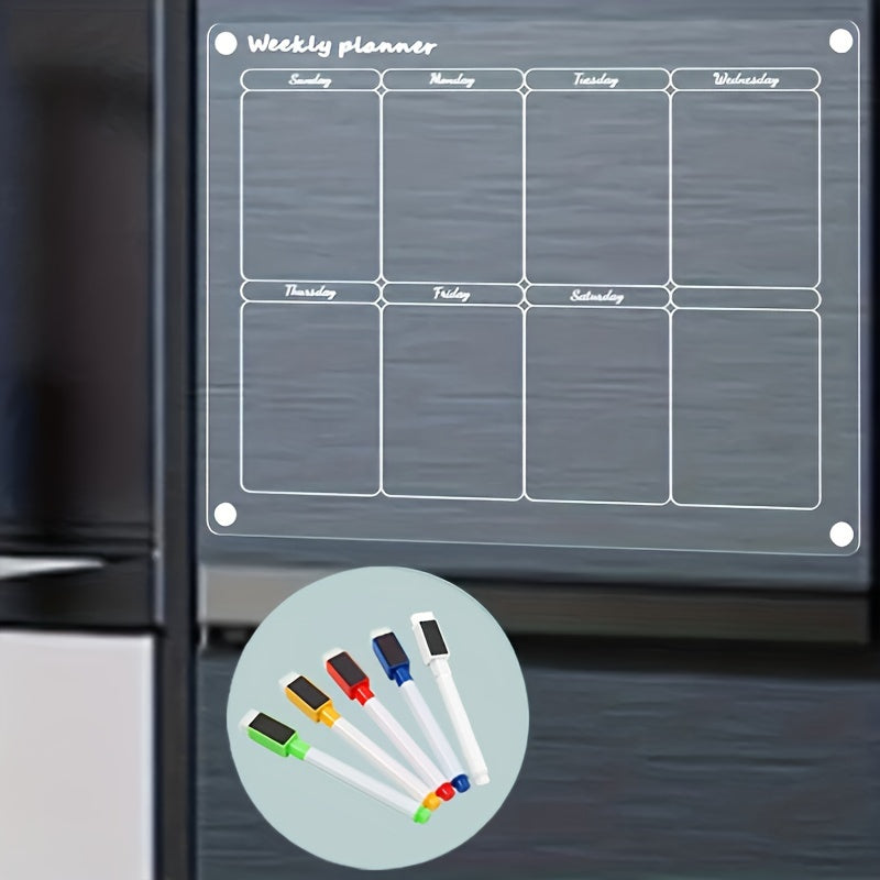 Acrylic Magnetic Weekly Calendar For Fridge Clear
