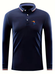 Player Men's Long Sleeve Lapel Golf Tennis Sports Shirt