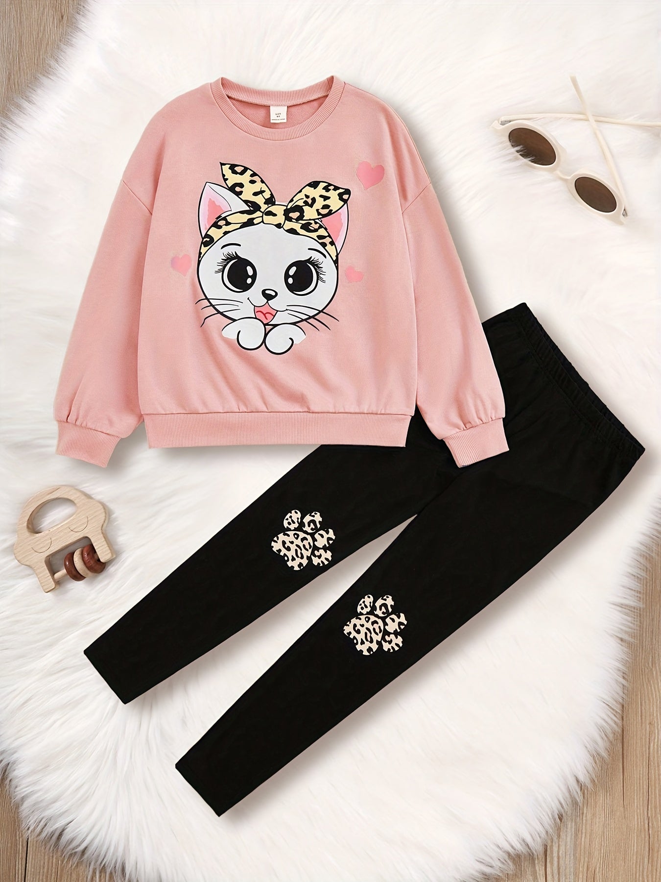Toddler Girl's Cat Headband 2pc Set