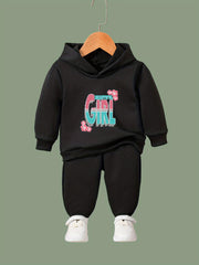2pcs Girl Print Outfits Girls Hoodies Jogger Pants Set