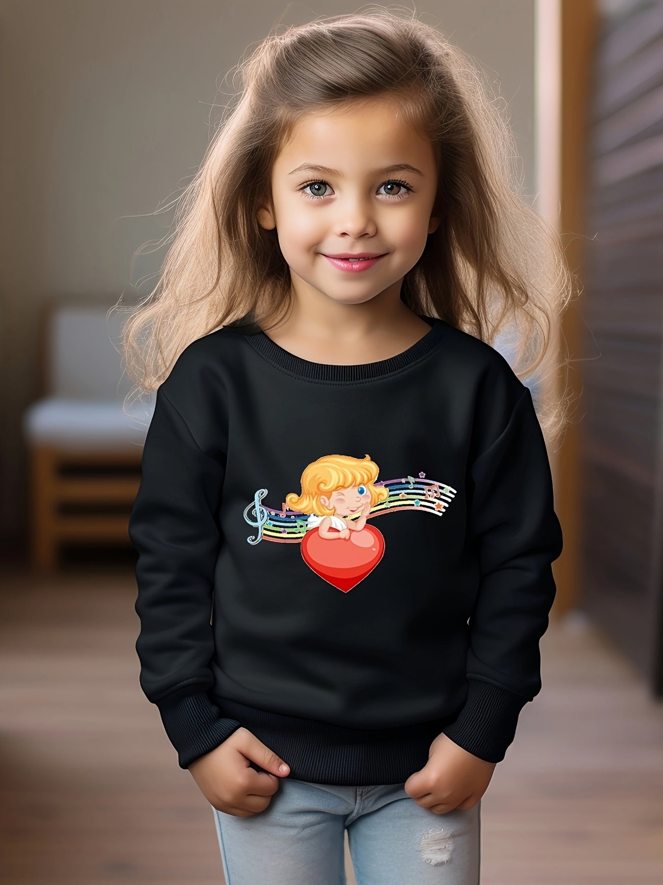 OERYUI Cupid & Heart Graphic Sweatshirt Kids Halloween Christmas