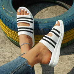 Striped Pattern Slippers Thick Bottom Sandals
