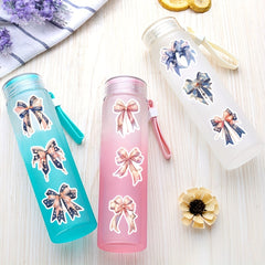 60 Pink Bow Stickers Waterproof for Laptop Scrapbook Water Bottle