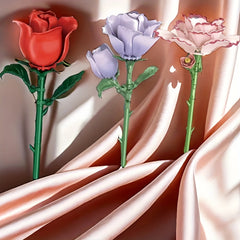 DIY Building Blocks Rose Flower Desktop Decoration ABS Material