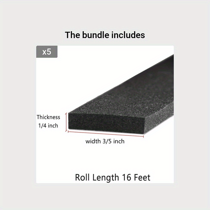 16FT Door Weather Stripping 3.5 Inch W X 1/4 Inch T - Soundproof Seal Strip