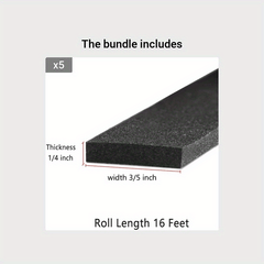 16FT Door Weather Stripping 3.5 Inch W X 1/4 Inch T - Soundproof Seal Strip