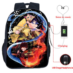 16inch Anime Demon Slayer USB Backpack Kimetsu No Yaiba School Bag