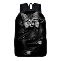 16inch Punk Gothic Cat Head School Bags Student Bagpack Girls Boys Backpack